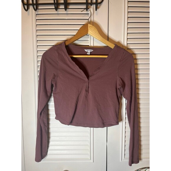 organic basics Tops - organic basics Henley Long-Sleeve crop Tee